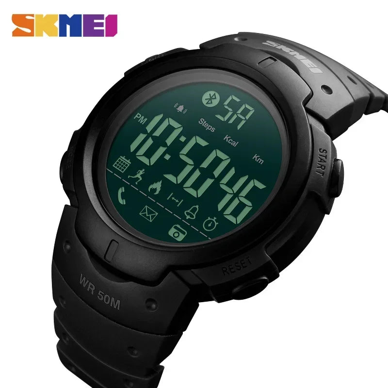 SKMEI 1301 Men's Smart Digital Watch - 5 Bar Waterproof with Bluetooth & Calorie Tracking