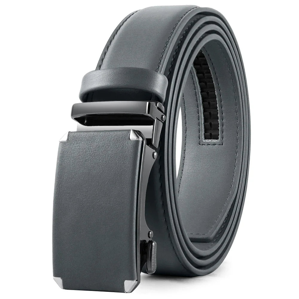 Men's Genuine Leather Belt - Automatic Ratchet Buckle Dress Belt