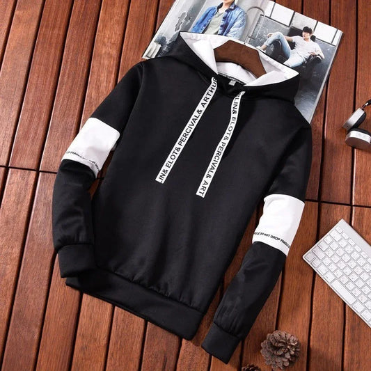 Men's Hip Hop Letter Print Hoodie - Long Sleeve Pullover Sweatshirt