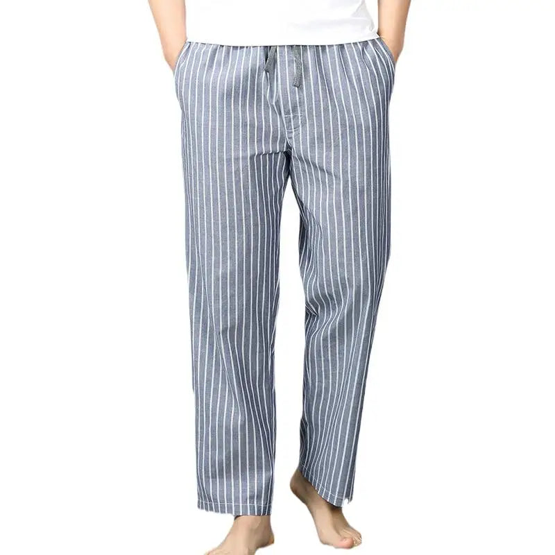 Men's Pure Cotton Plaid Sleep Pants - Lightweight Casual Lounge Trousers