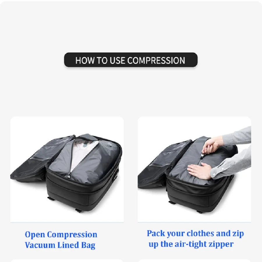 Men's Expandable Travel Backpack - 17 Inch Laptop Vacuum Compression Bag