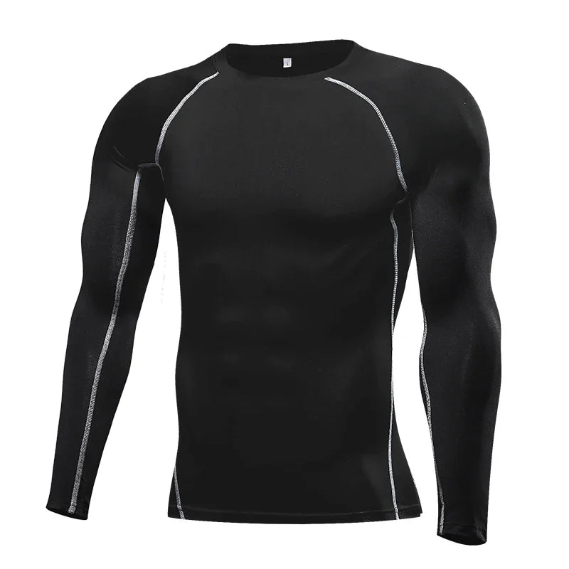 Men's Compression Running Shirt - Long Sleeve Fitness Training Top