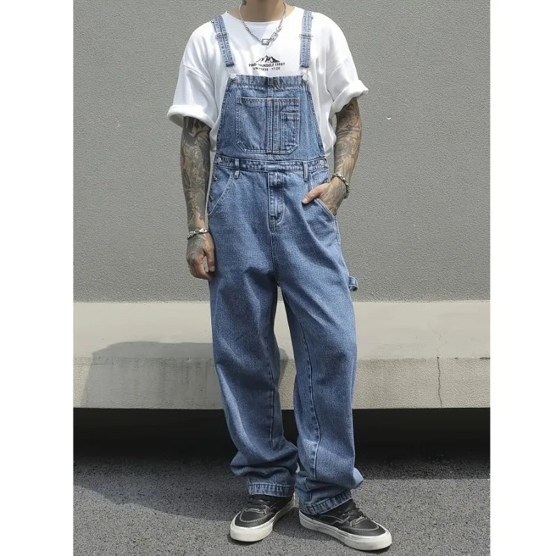 Denim Overalls - Multi-Pocket Work Jumpsuit