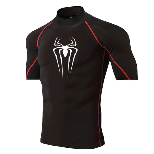 Spider-Print Compression Shirt - Men's Turtleneck Training Base Layer