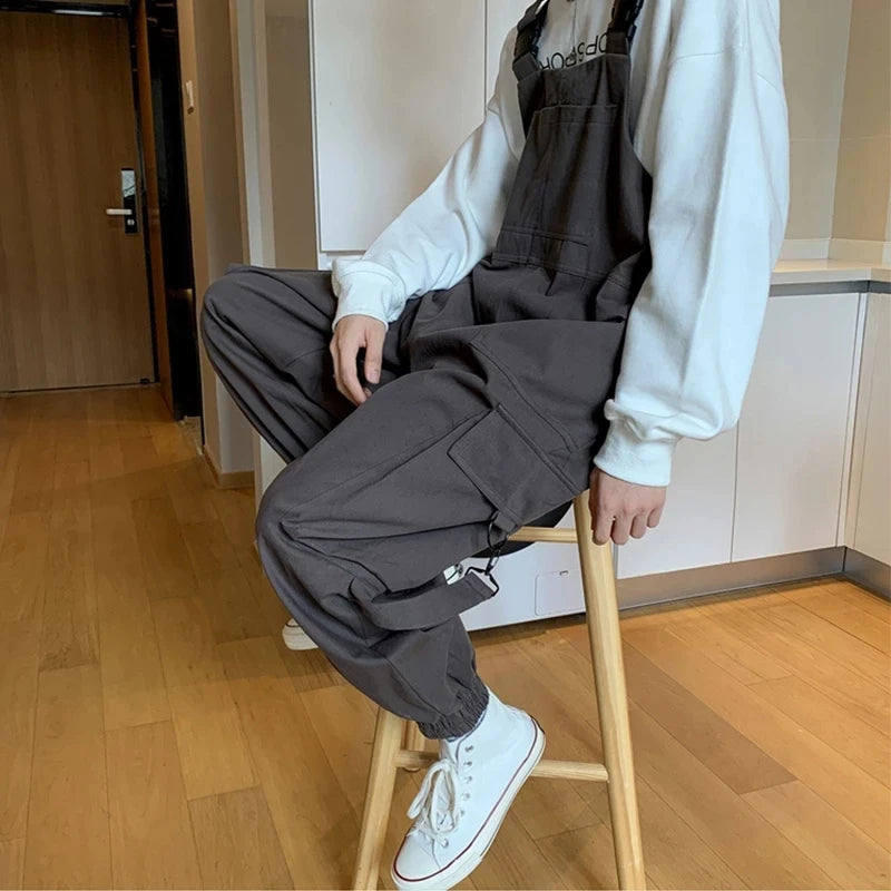 Japanese Suspender Overalls - Loose Streetwear Jumpsuit