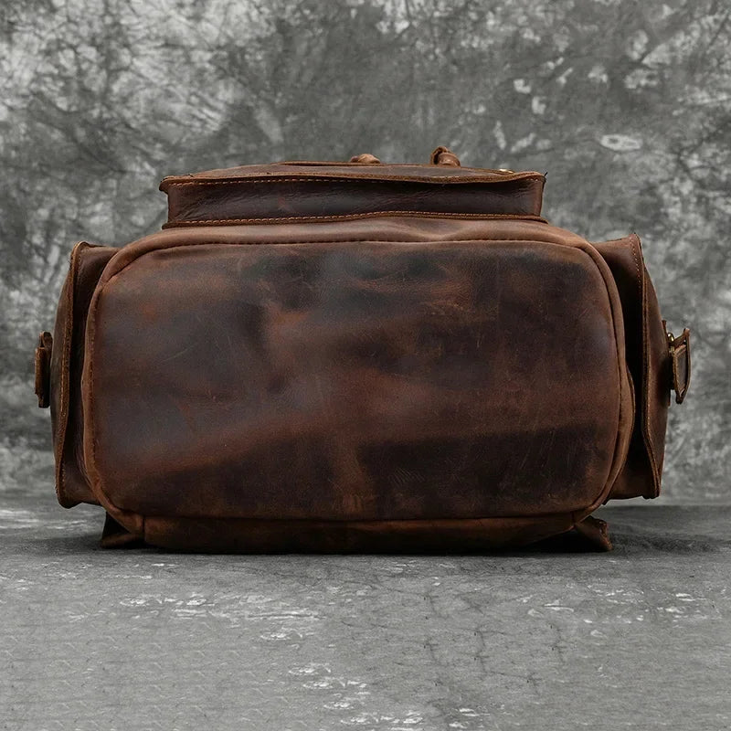 Men's Genuine Leather Backpack - 17 Inch Laptop Travel Daypack