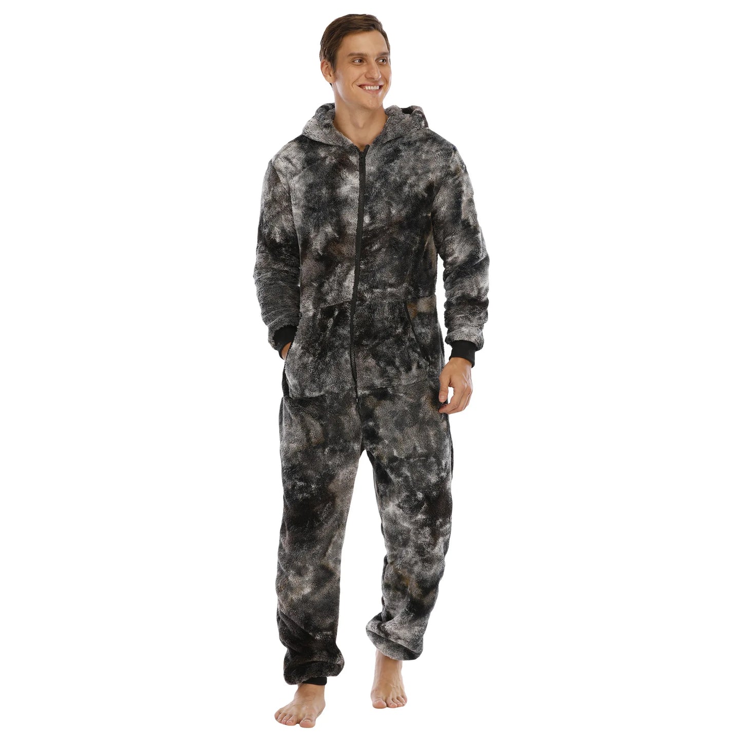 Camouflage Fleece Onesie - Hooded Winter Jumpsuit