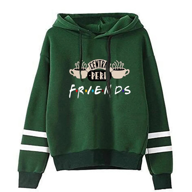 Friends TV Show Coffee Print Hoodie - Women's Pullover Sweatshirt