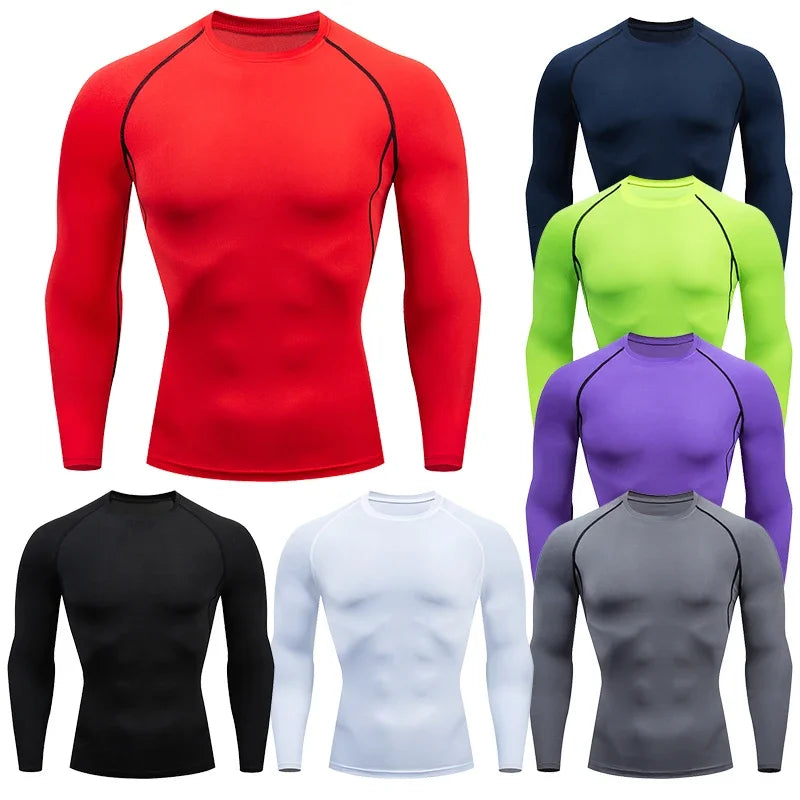 Men's Compression Running Shirt - Long Sleeve Fitness Training Top