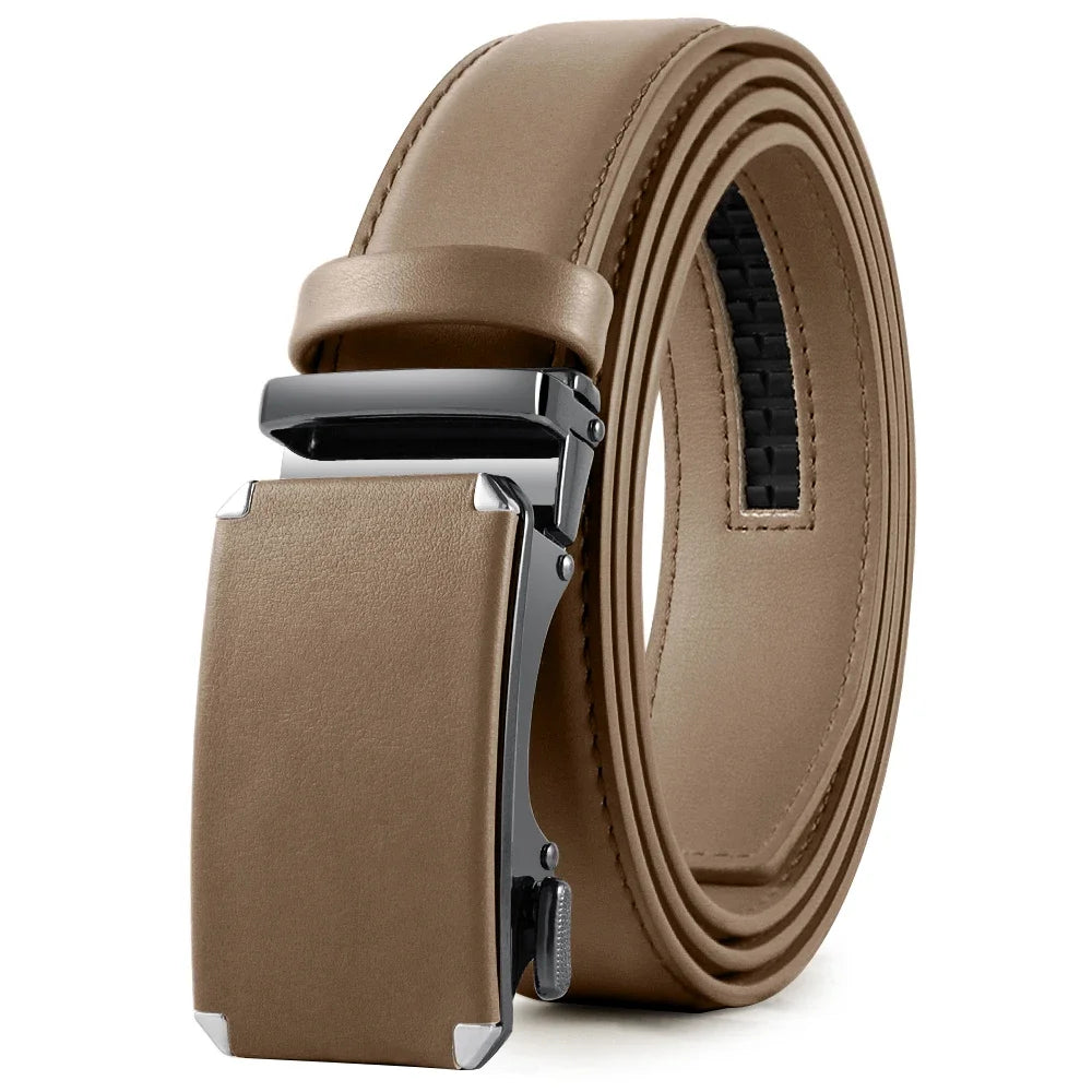 Men's Genuine Leather Belt - Automatic Ratchet Buckle Dress Belt
