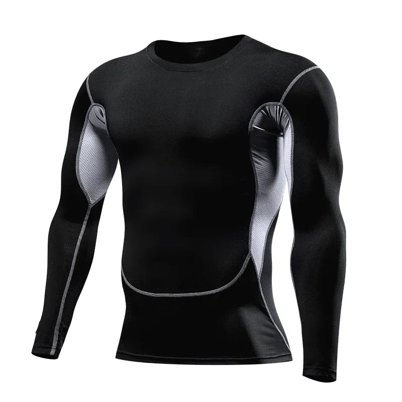 Men's Compression Running Shirt - Long Sleeve Fitness Training Top