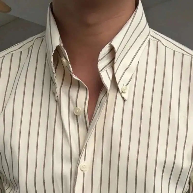 Contrast Stripe Business Shirt - Long Sleeve Dress Shirt