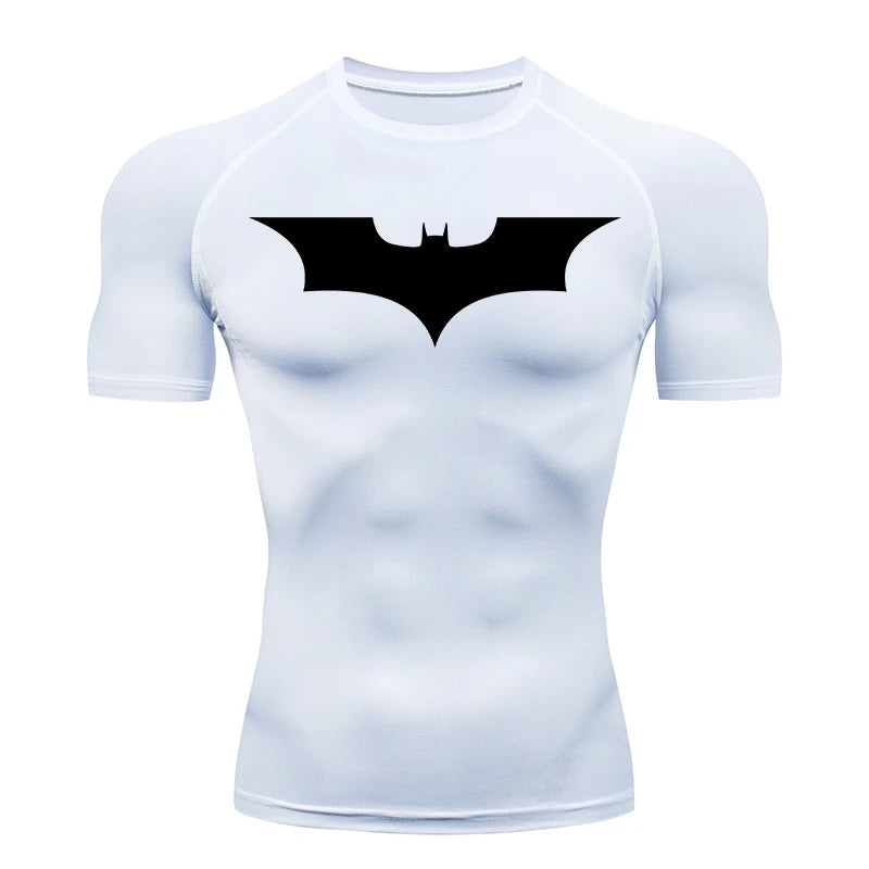 Men's Bat Print Compression Shirt - Quick Dry Athletic Workout Top