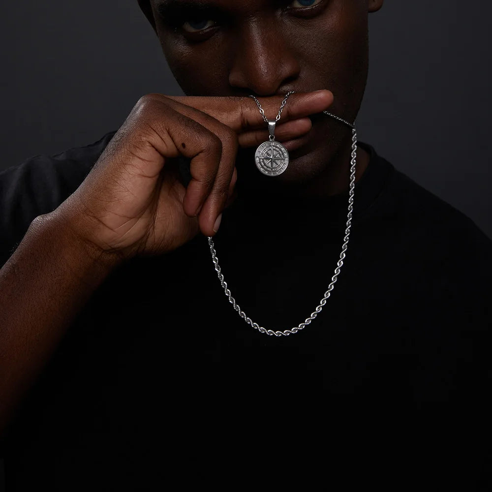 Layered Compass Necklace - Multi-Chain Set