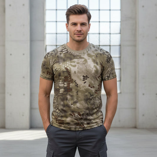 Men's Tactical Camouflage T-Shirt - Quick Dry Short Sleeve Outdoor Gym Tee