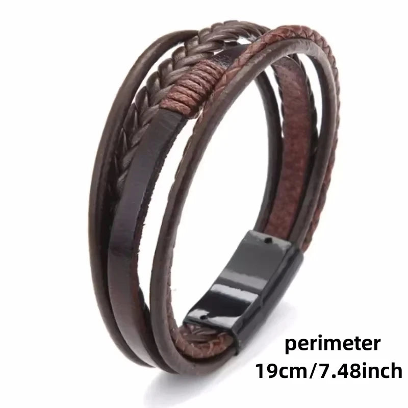 Braided Leather Bracelet - Magnetic Clasp