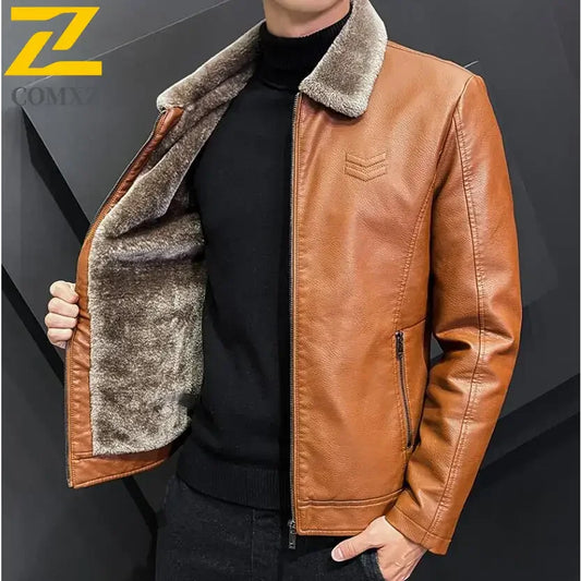 Men's Premium Leather Jacket - Winter Warmth Thickened Workcoat