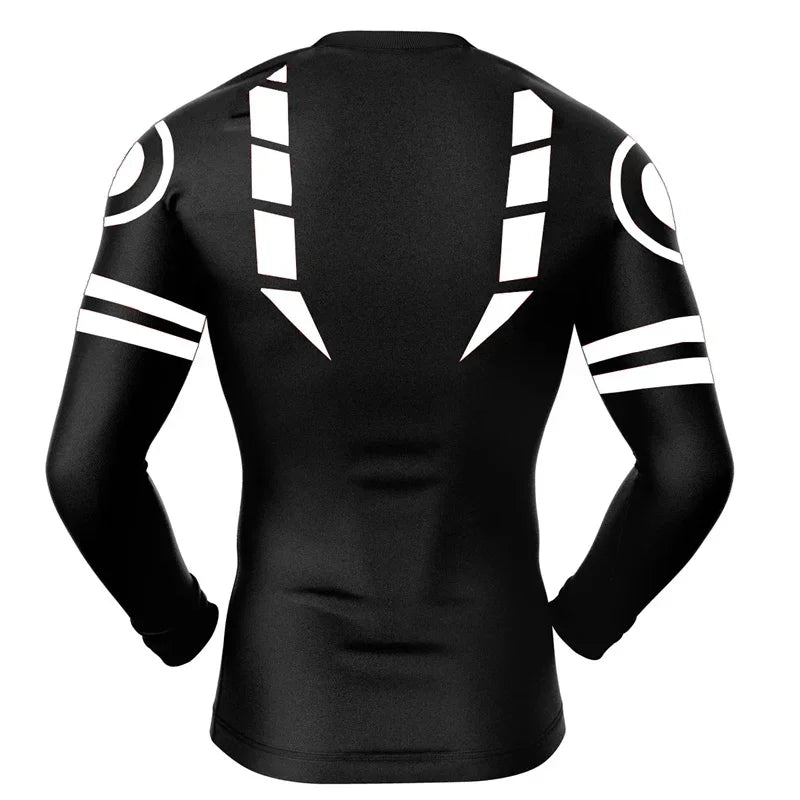 Men's Anime 3D Print Compression Shirt - Long Sleeve Workout Rash Guard