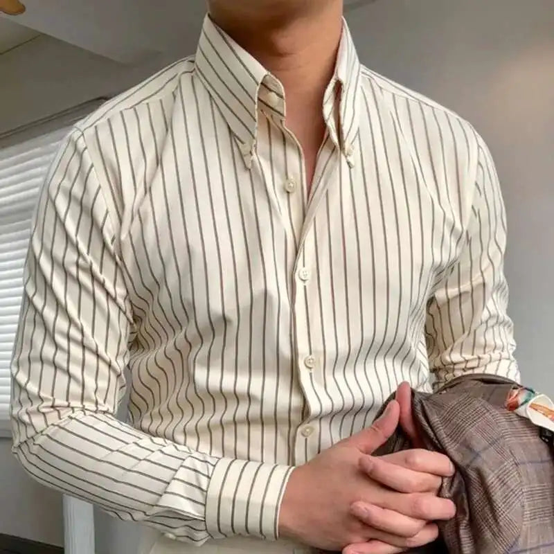 Contrast Stripe Business Shirt - Long Sleeve Dress Shirt