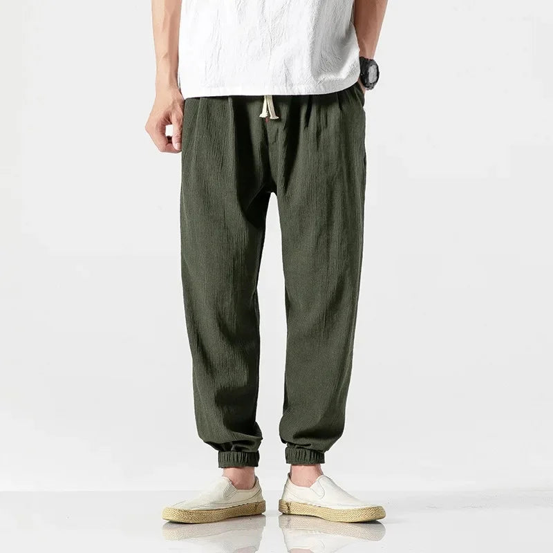Wide Leg Cotton Linen Pants - Chinese Leisure Style