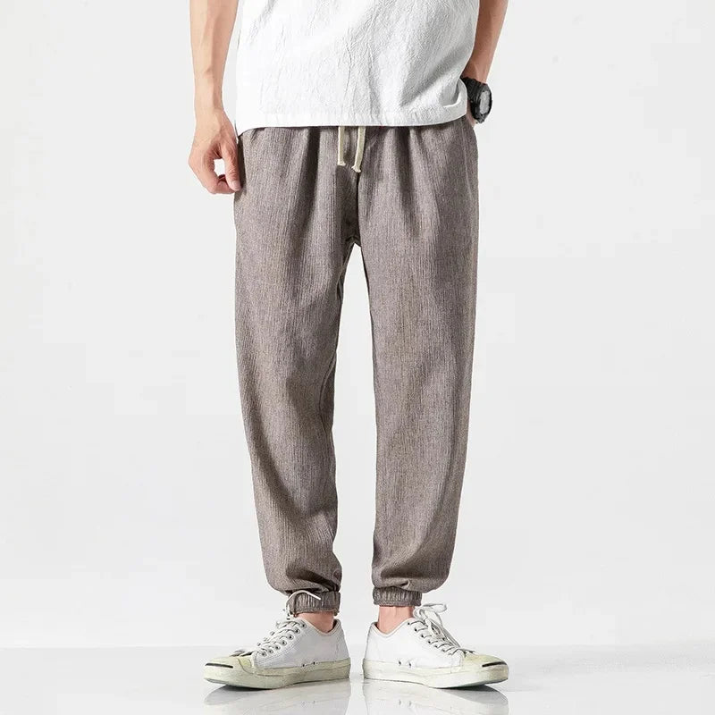 Wide Leg Cotton Linen Pants - Chinese Leisure Style