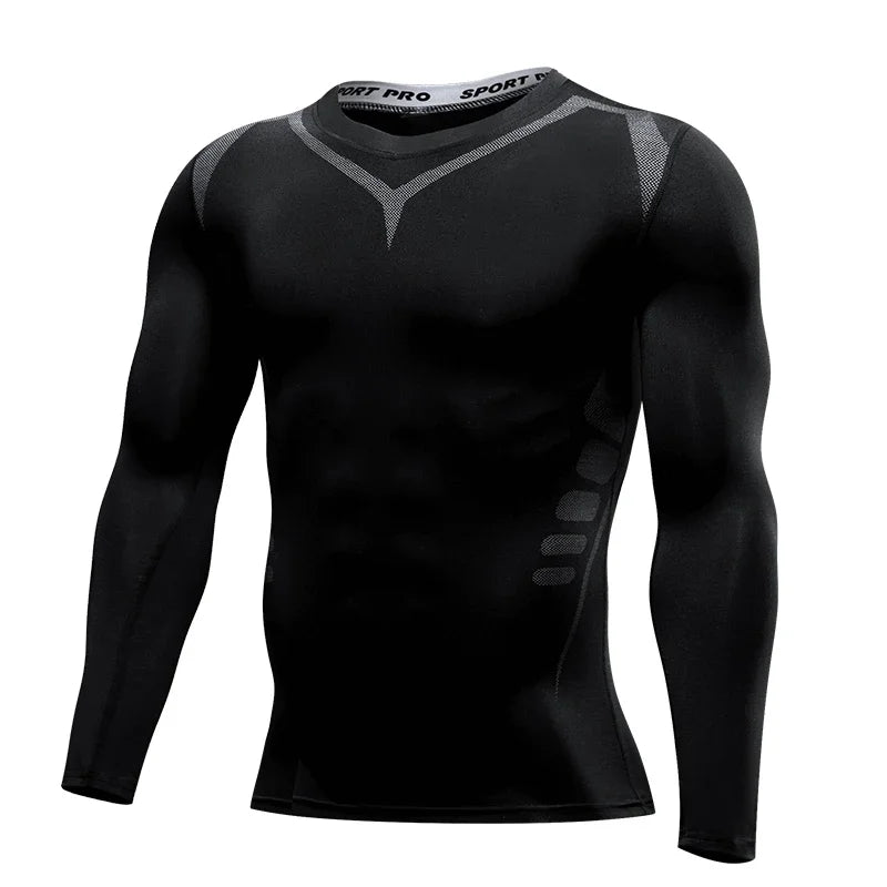 Men's Compression Running Shirt - Long Sleeve Fitness Training Top