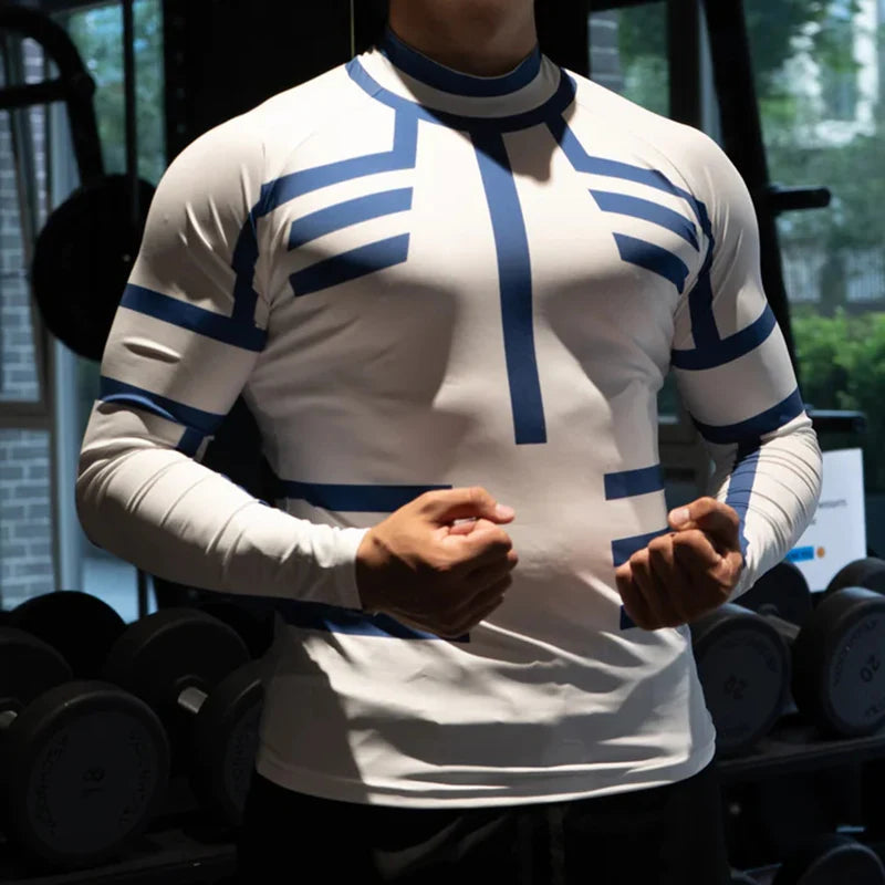Men's Anime 3D Print Compression Shirt - Long Sleeve Workout Rash Guard