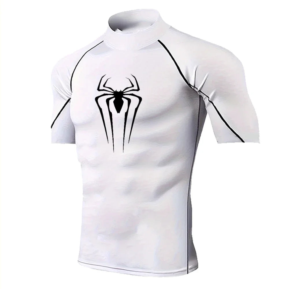 Spider-Print Compression Shirt - Men's Turtleneck Training Base Layer