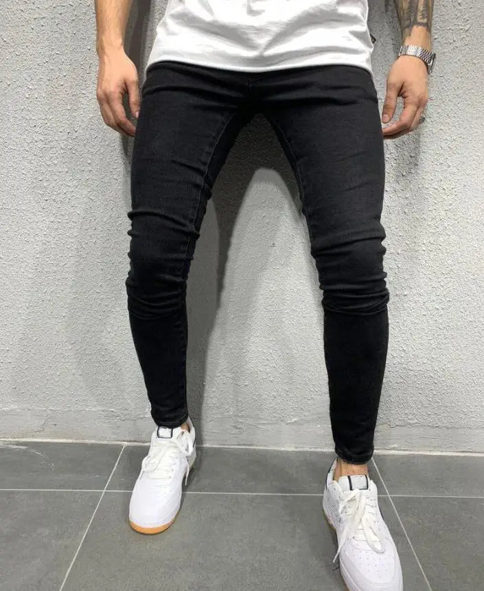 Knee Ripped Stretch Jeans - Hip Hop Slim Fit