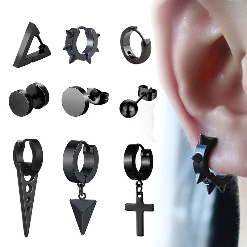 Punk Stainless Steel Stud Earrings - Gothic Style