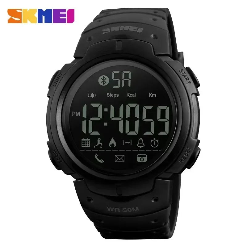 SKMEI 1301 Men's Smart Digital Watch - 5 Bar Waterproof with Bluetooth & Calorie Tracking