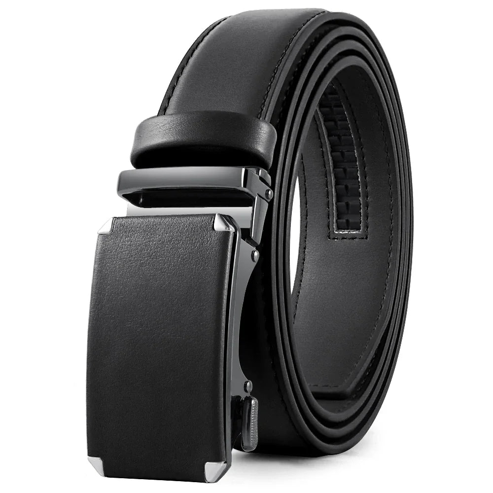 Men's Genuine Leather Belt - Automatic Ratchet Buckle Dress Belt