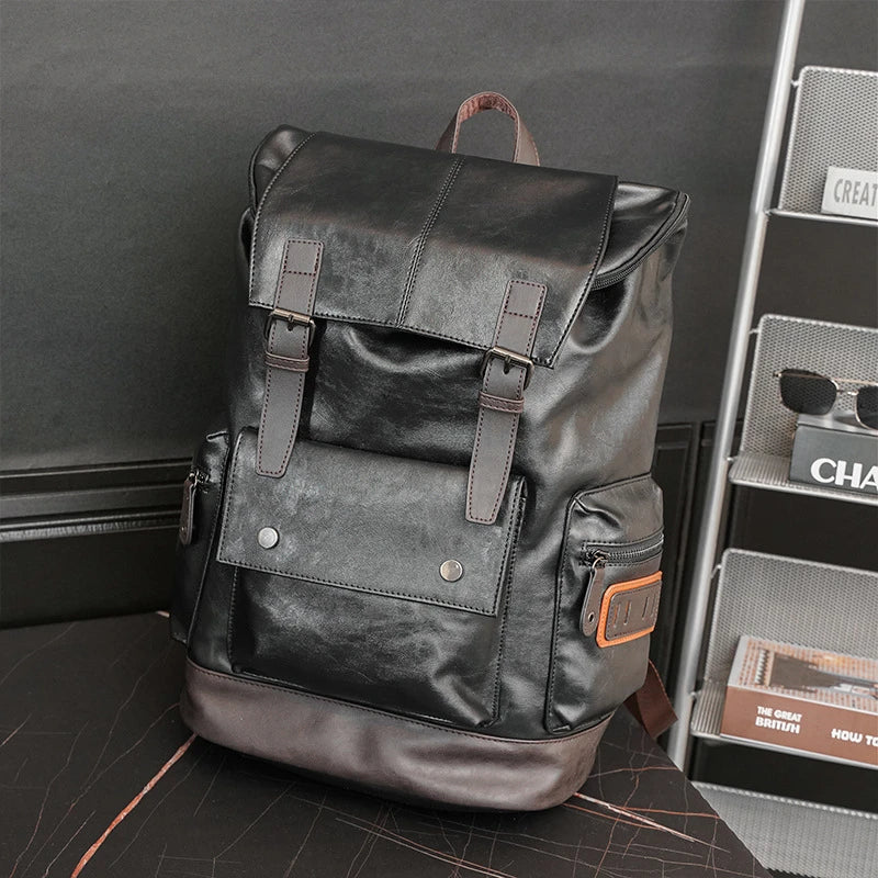 Men's Luxury Leather Backpack - Large Capacity Business & Travel Bag