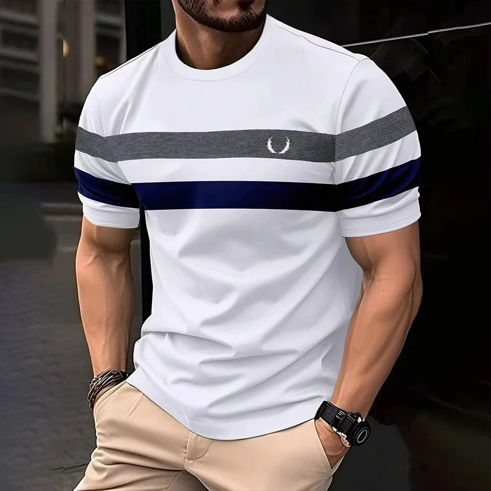 3D Striped Print Tee - Loose Fit Streetwear