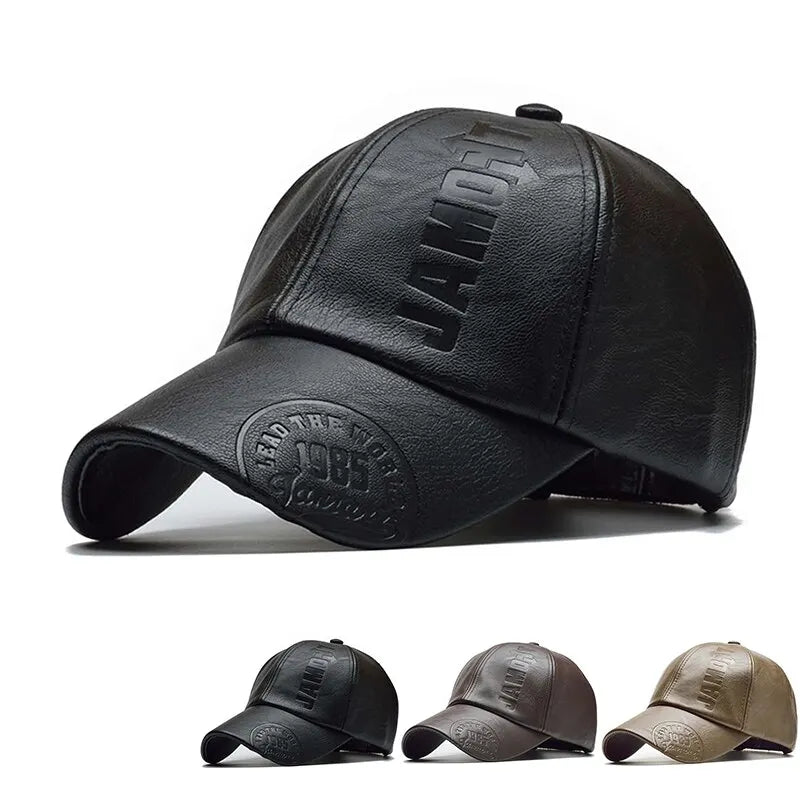 PU Leather Letter Cap - Spring Autumn Sunscreen Hat