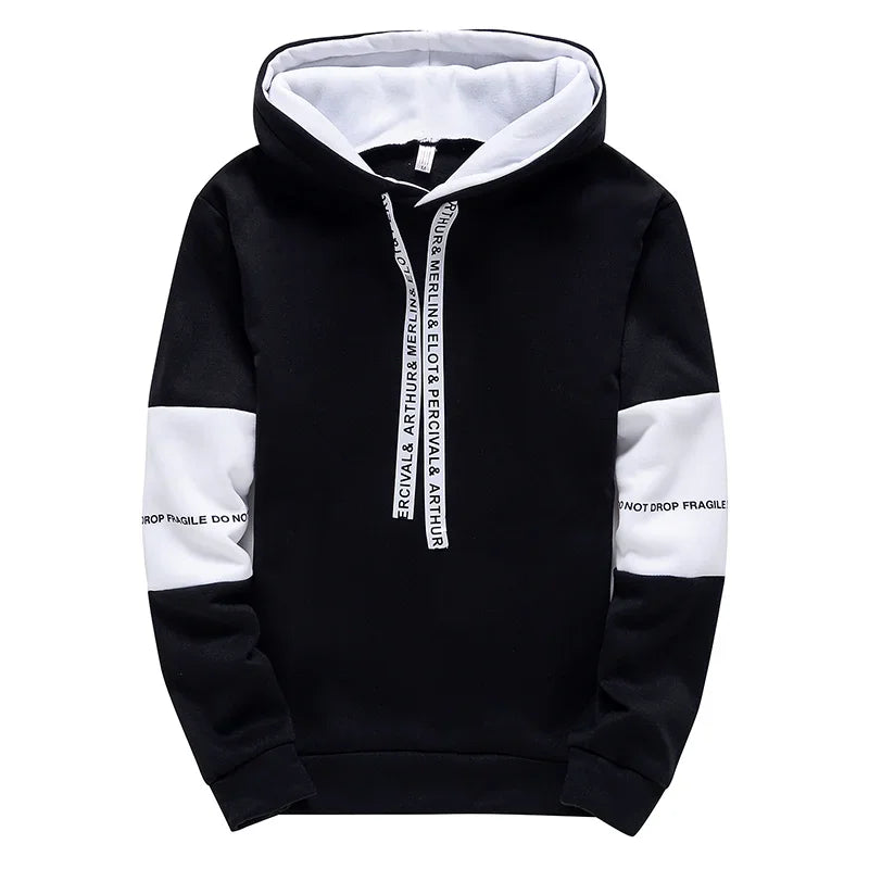 Men's Hip Hop Letter Print Hoodie - Long Sleeve Pullover Sweatshirt