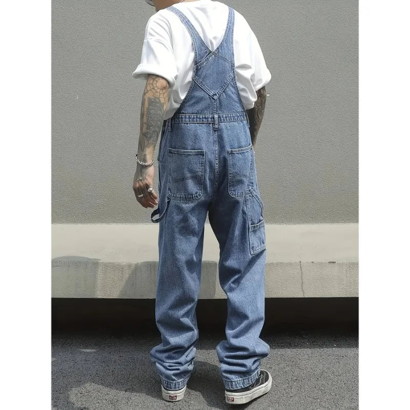 Denim Overalls - Multi-Pocket Work Jumpsuit