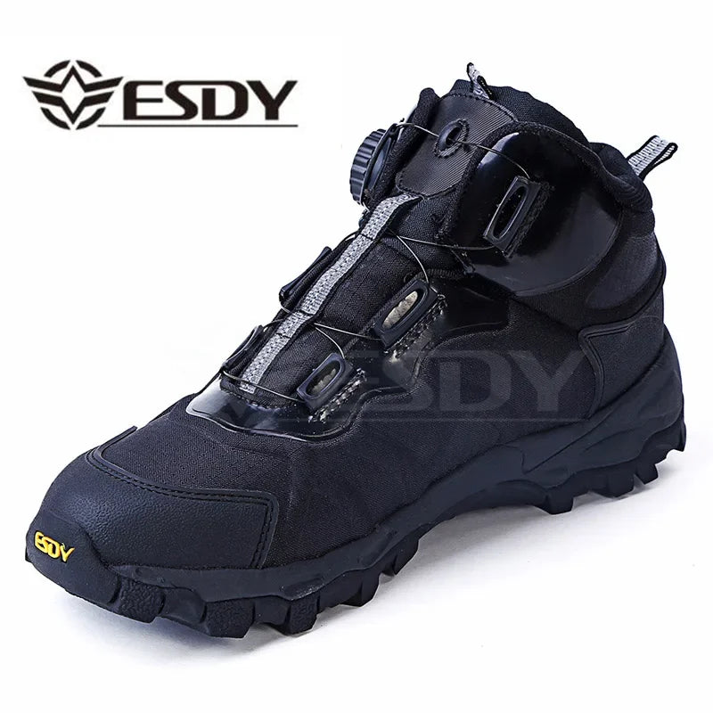 Men's Tactical Combat Boots - Leather Lace-Up Winter Ankle Work Boots