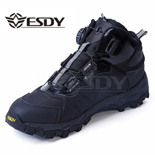 Men's Tactical Combat Boots - Leather Lace-Up Winter Ankle Work Boots