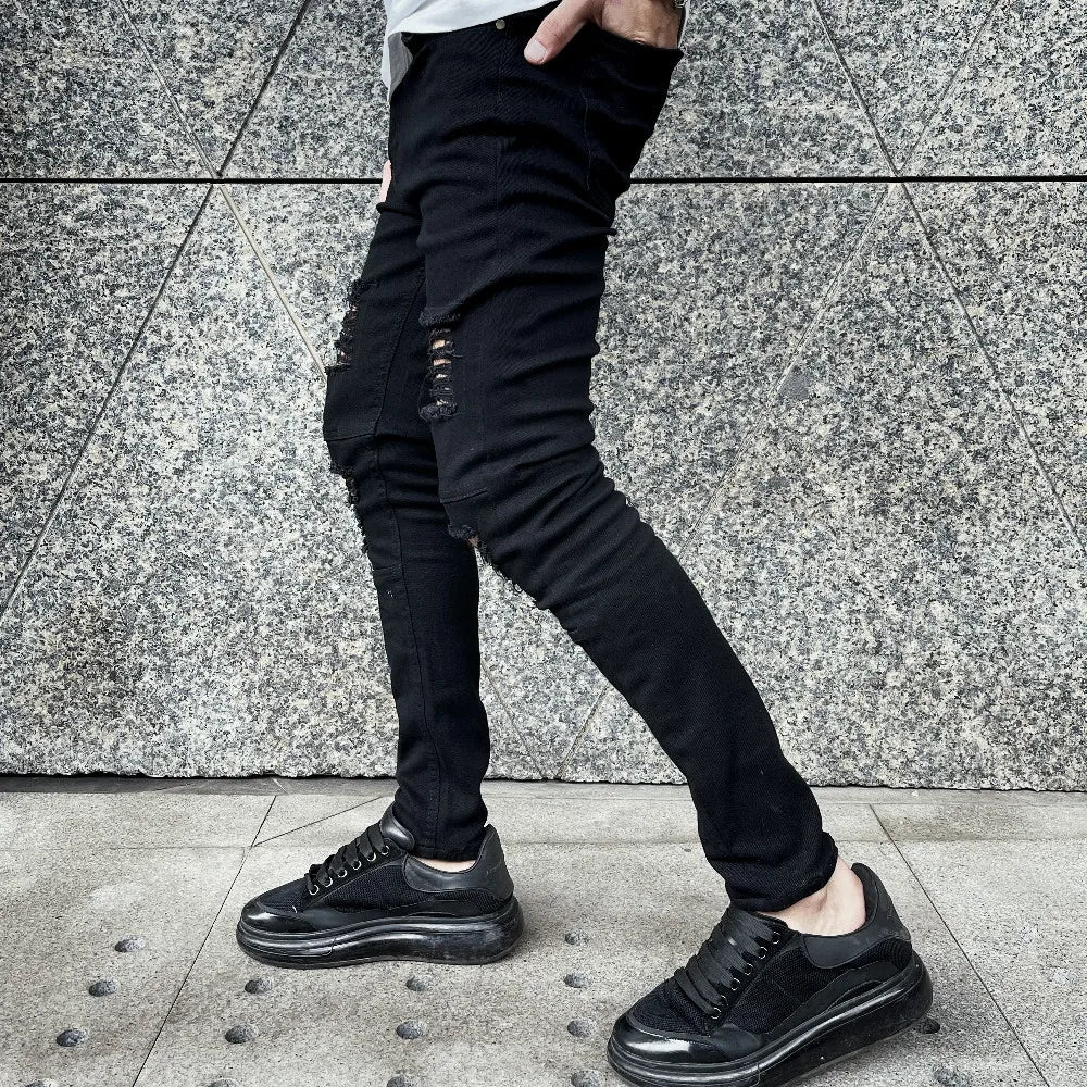 Ripped Skinny Jeans - Hip Hop Distressed Denim