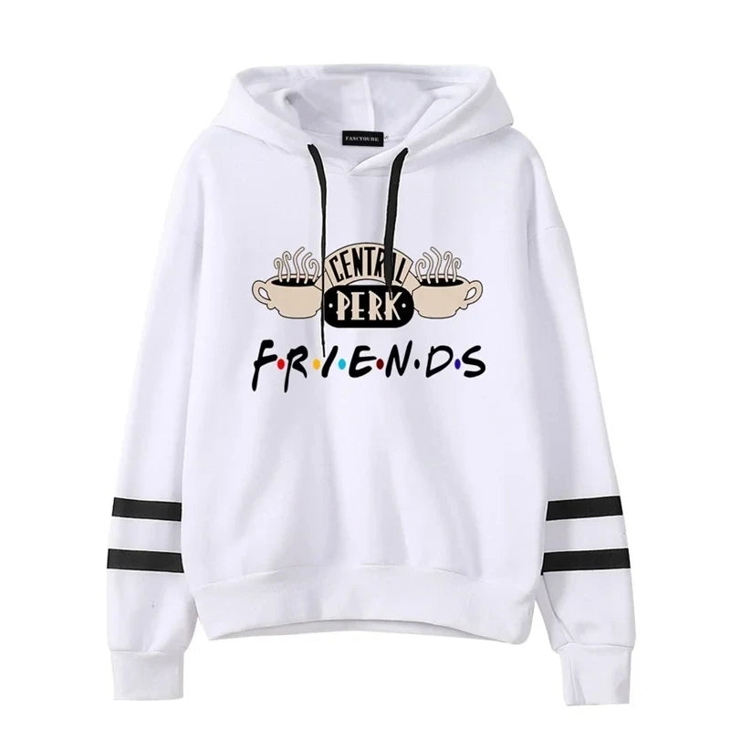 Friends TV Show Coffee Print Hoodie - Women's Pullover Sweatshirt