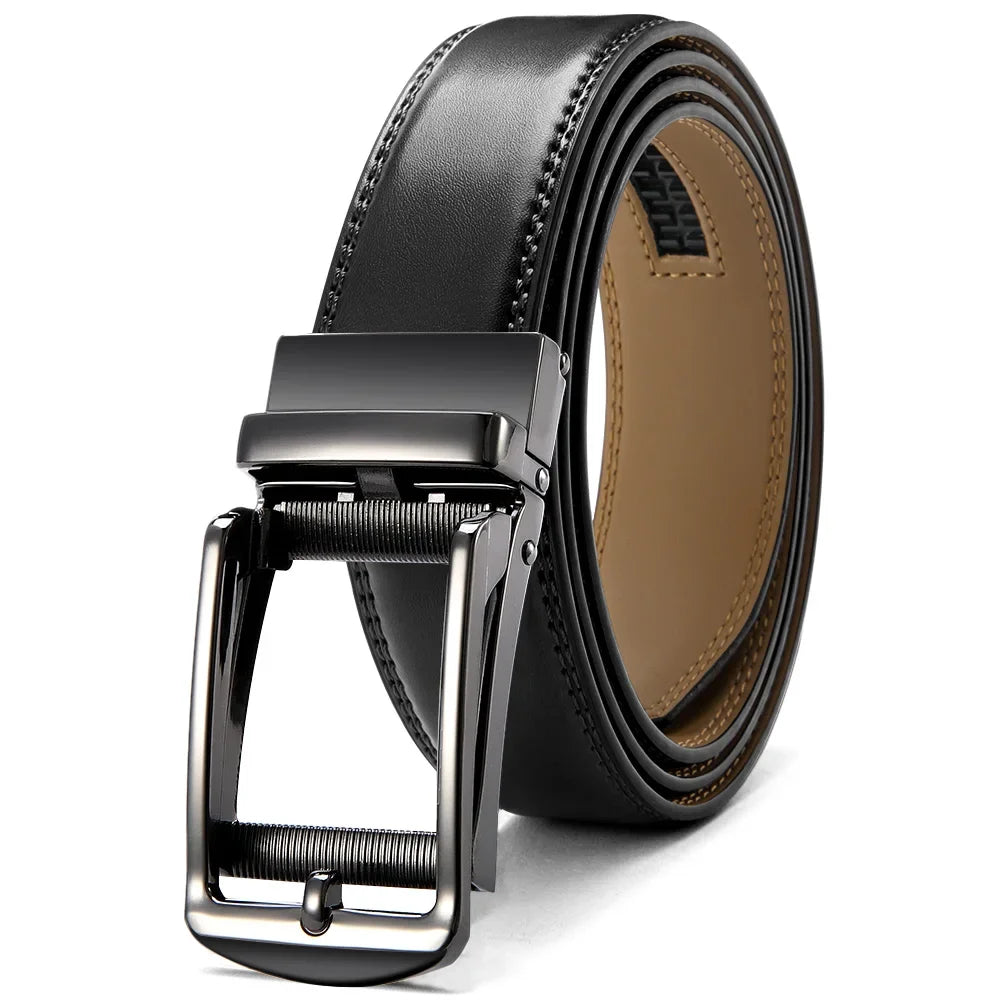Men's Genuine Leather Belt - Automatic Ratchet Buckle Dress Belt