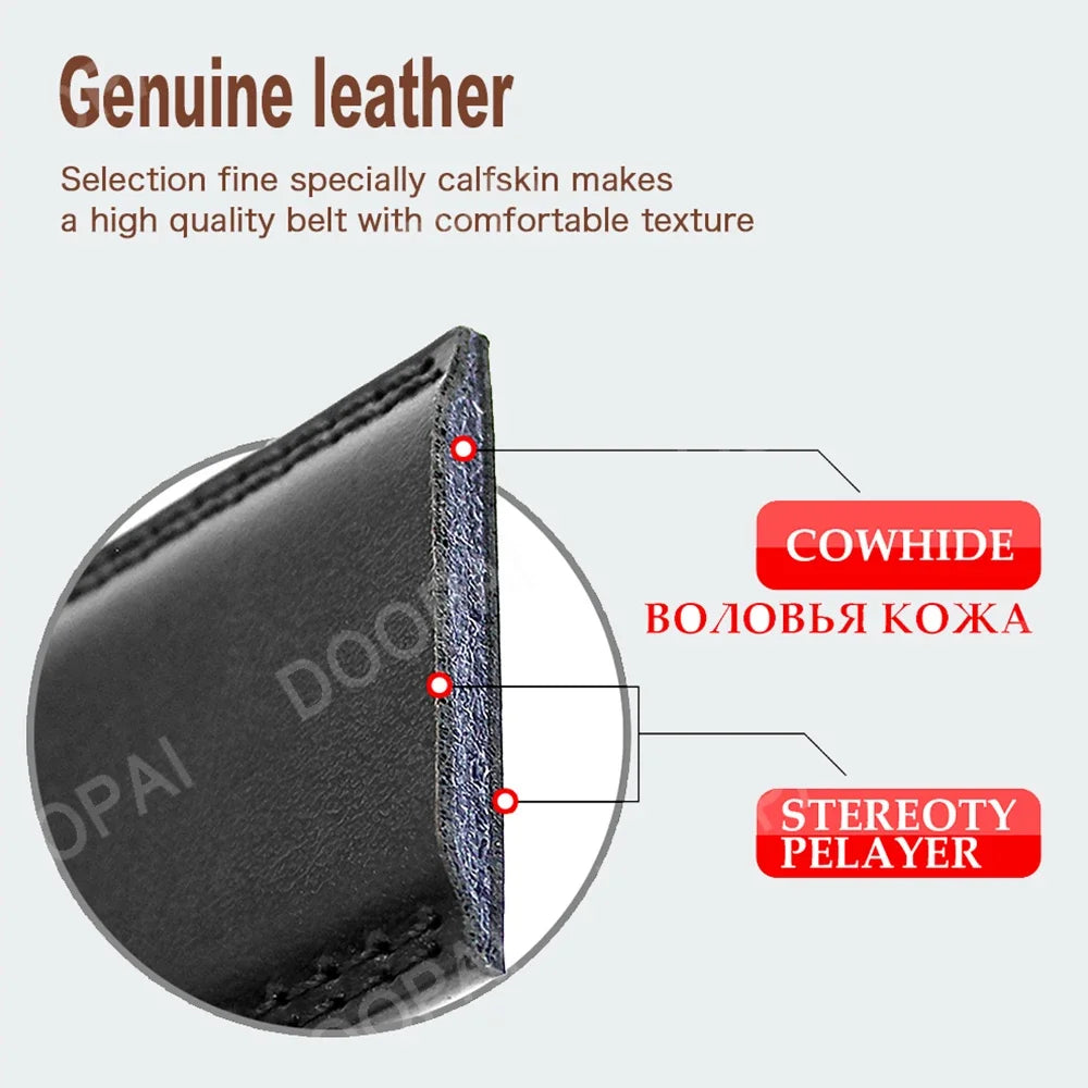 Men's Genuine Leather Belt - Automatic Ratchet Buckle Dress Belt