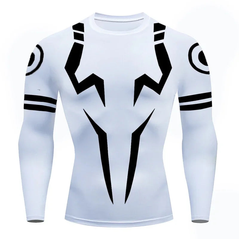 Men's Anime 3D Print Compression Shirt - Long Sleeve Workout Rash Guard