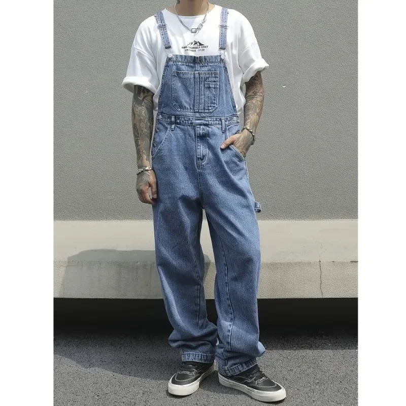 Denim Overalls - Multi-Pocket Work Jumpsuit
