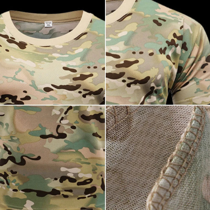 Men's Tactical Camouflage T-Shirt - Quick Dry Short Sleeve Outdoor Gym Tee