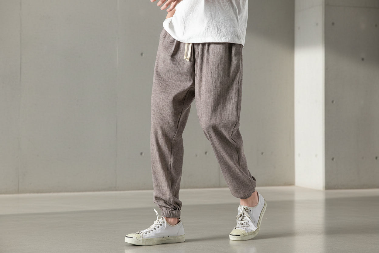 Wide Leg Cotton Linen Pants - Chinese Leisure Style