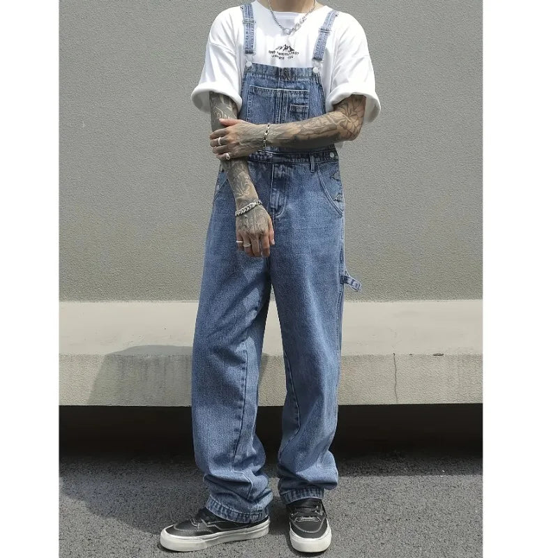 Denim Overalls - Multi-Pocket Work Jumpsuit