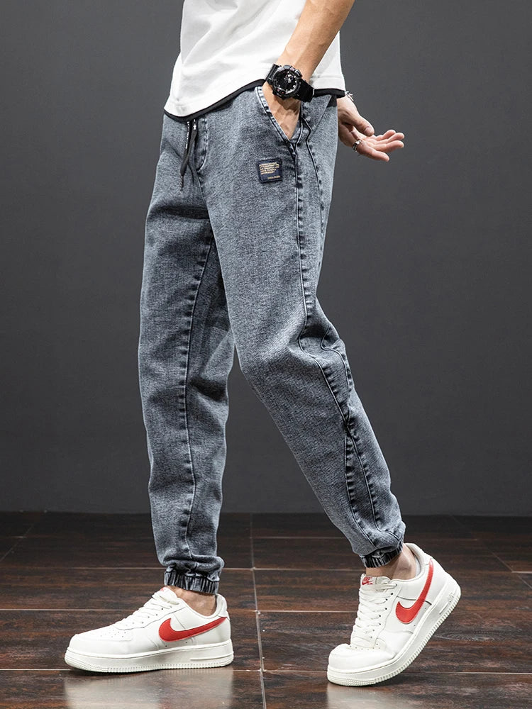 Cargo Denim Joggers - Streetwear Harem Jeans Plus Size