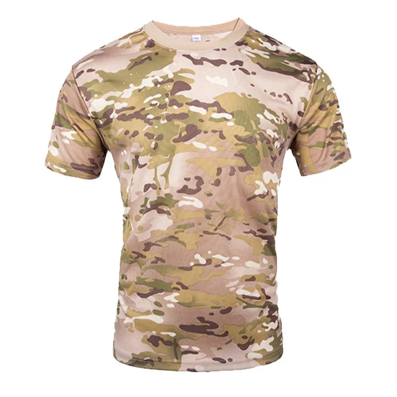 Men's Tactical Camouflage T-Shirt - Quick Dry Short Sleeve Outdoor Gym Tee